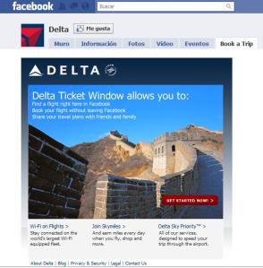Página de Delta Airlines en Facebook