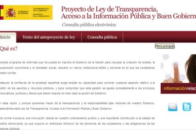 Imagen del portal de consulta pública del proyecto de Ley de Transparencia, Acceso a la Información Pública y Buen Gobierno